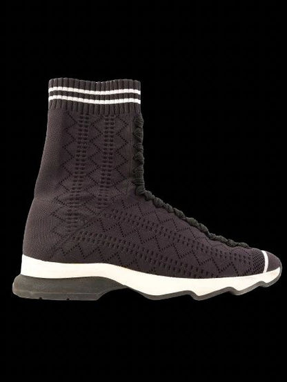 Excellent Fendi Black High-Top Sneakers Fabric Size 37