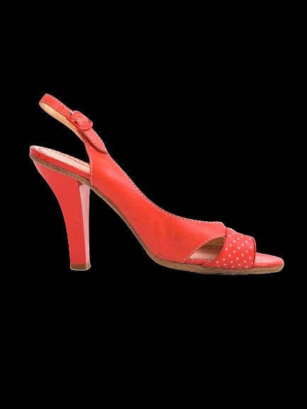 John Galliano Red Leather Slingback High-Heeled Shoes Size 39