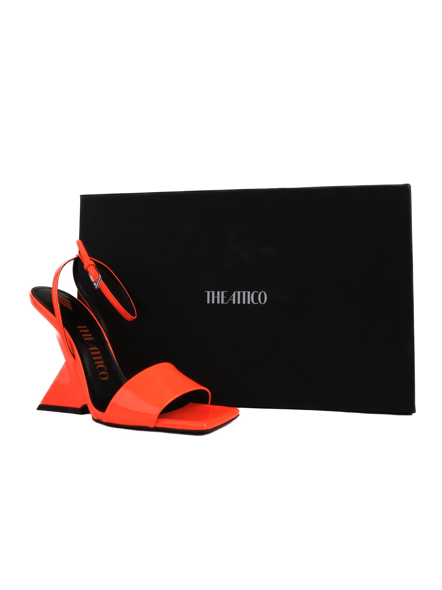 NEW The Attico Orange Leather High-Heeled Sandals Size 37.5