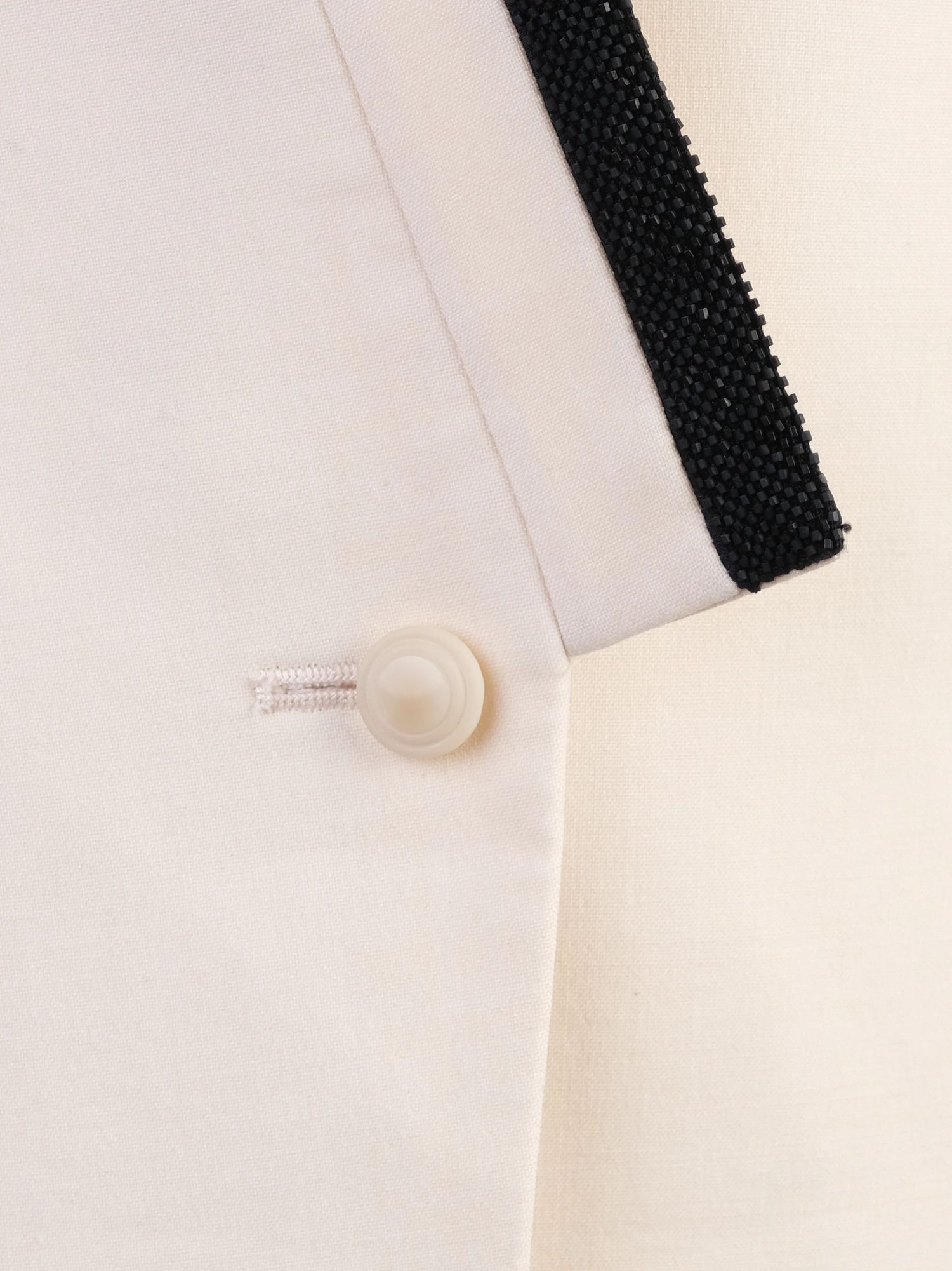 Excellent Roberto Cavalli White Wool Sleeveless Blazer with Black Trim