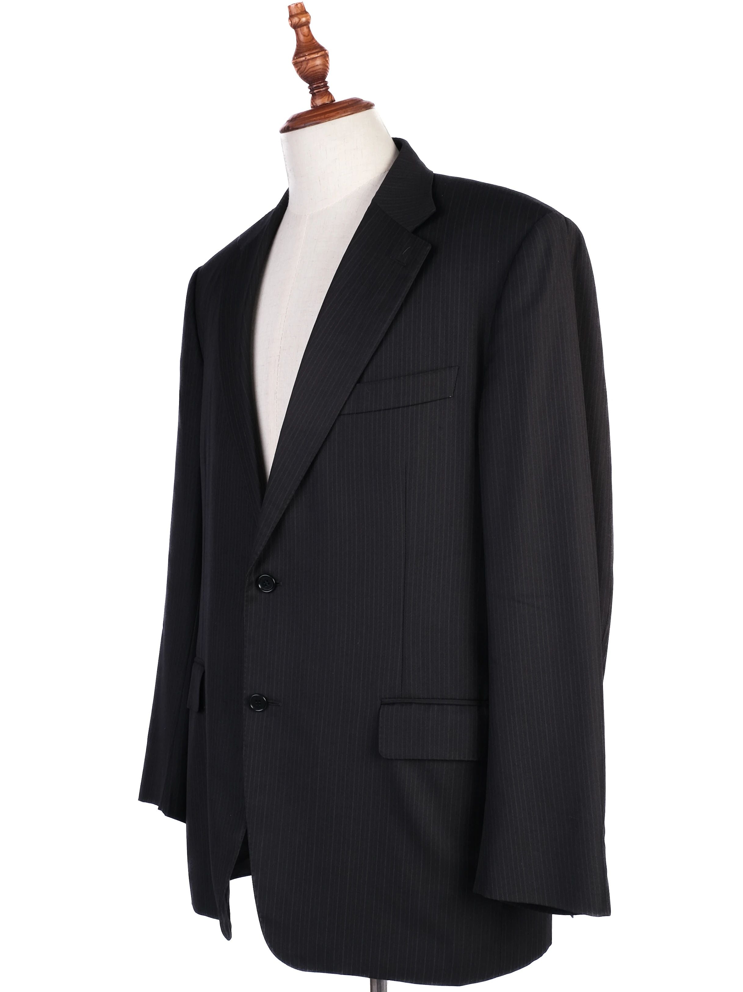 Excellent Canali Black Wool Pinstripe Suit Jacket Size XXL