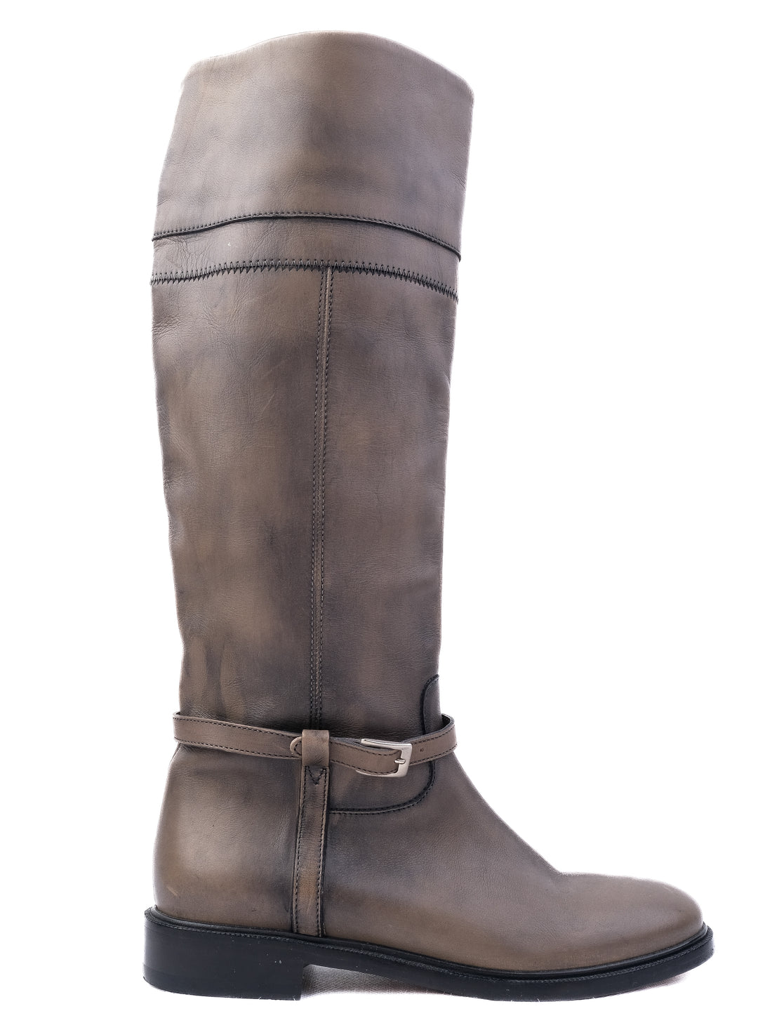 Excellent Fabiana Filippi Green Leather Knee-High Boots Size 37