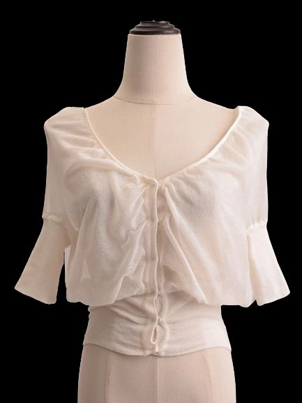Excellent Alberta Ferretti White Cotton Blouse Size XXS