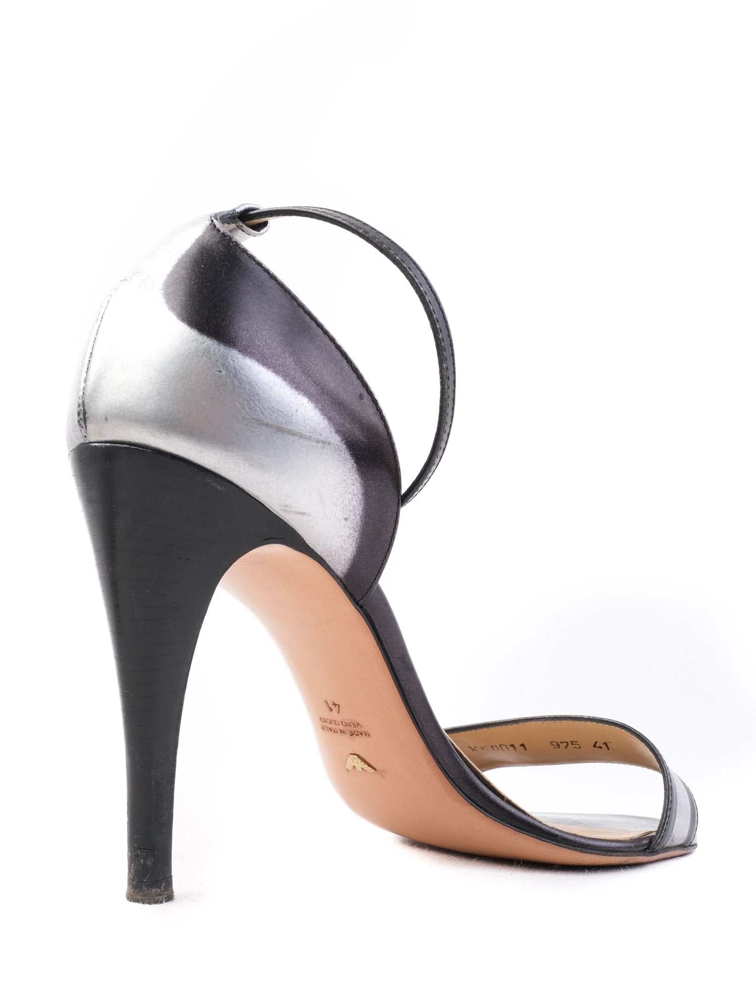 Excellent Emporio Armani Black Leather High-Heeled Sandals Size 41