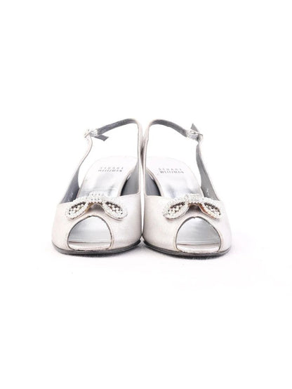 Excellent Stuart Weitzman Gray Leather Slingback Heels Size 36
