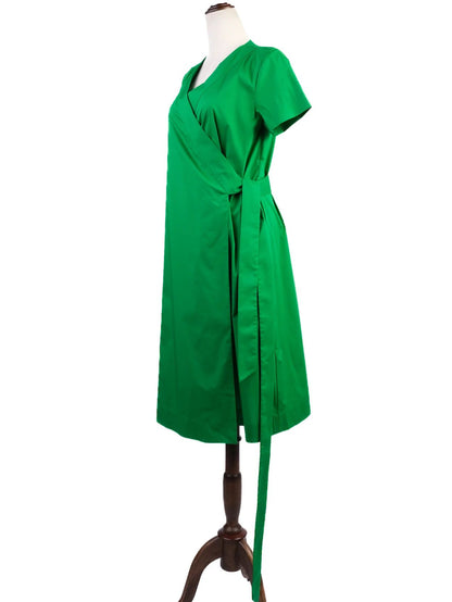Excellent COS Green Nylon Wrap Dress Size XS with Tie Waist
