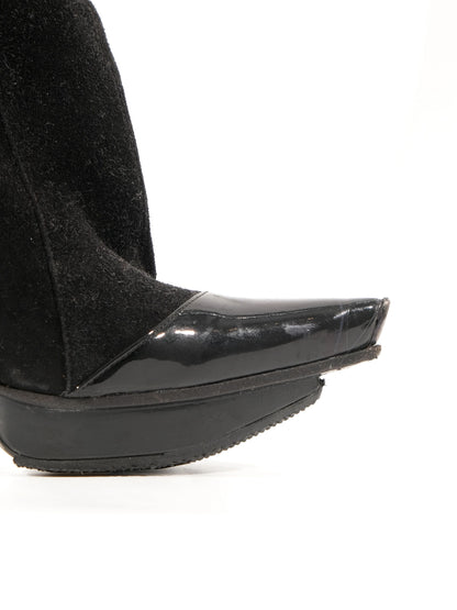 Excellent Gianmarco Lorenzi Black Leather Knee-High Stiletto Boots Size 38