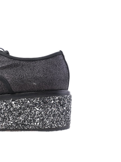 Excellent Sergio Rossi Black Fabric Shoes Size 38 with Glittery Platform