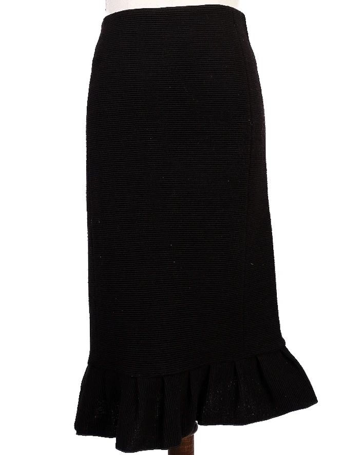 Excellent Emporio Armani Black Viscose Skirt Size XS with Ruffled Hem