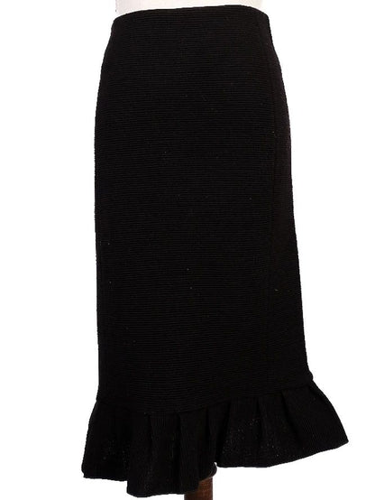 Excellent Emporio Armani Black Viscose Skirt Size XS with Ruffled Hem