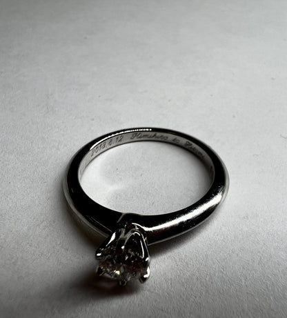 Tiffany &amp; Co. Solitaire Diamond Ring Pt950 4.6g 0.44