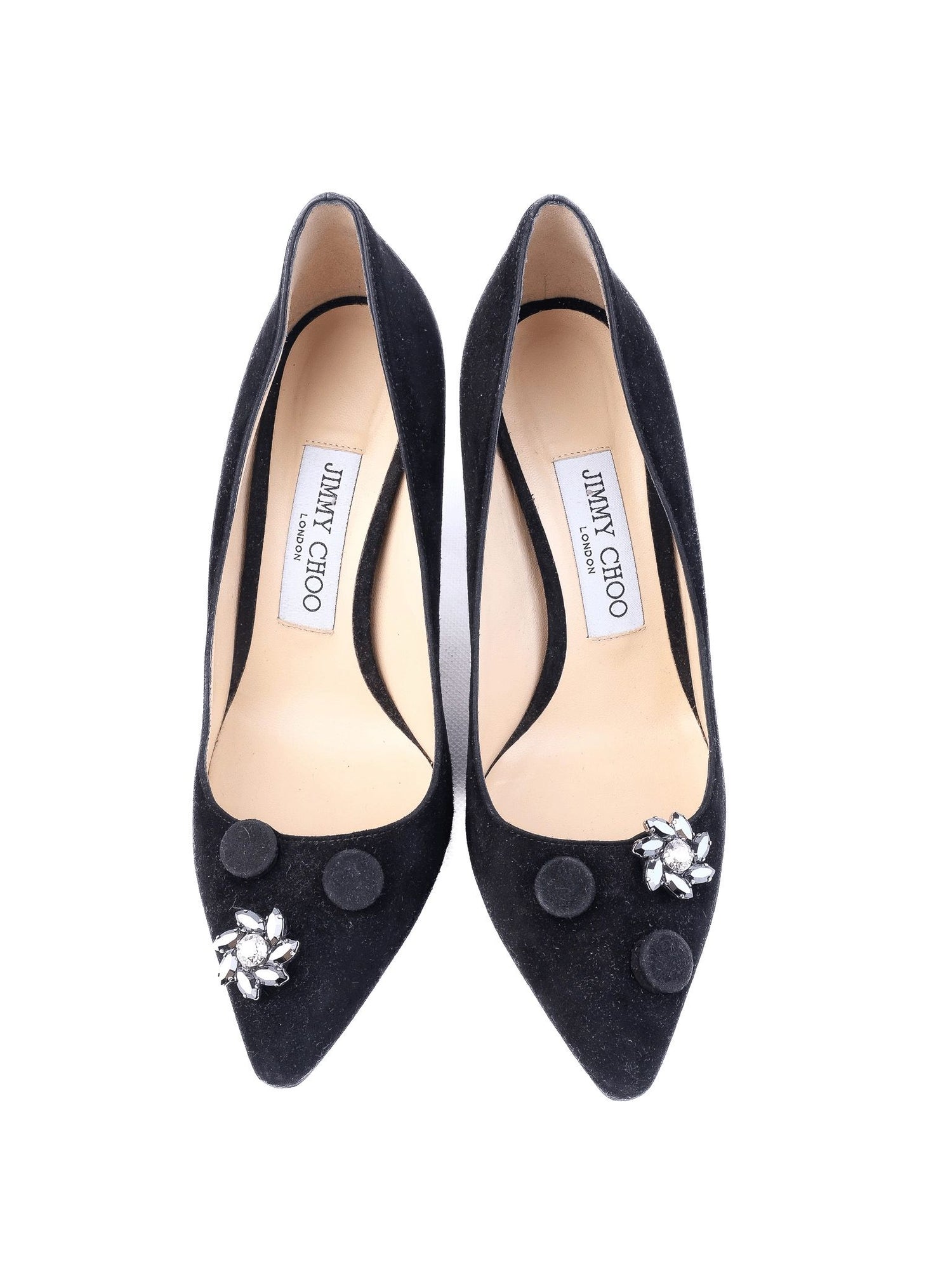 Excellent Jimmy Choo Black High-Heeled Shoes Genuine Suede Size 36