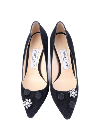 Excellent Jimmy Choo Black High-Heeled Shoes Genuine Suede Size 36