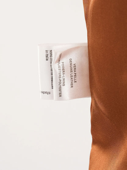 Excellent Luisa Spagnoli Orange Leather Jacket Women Size M