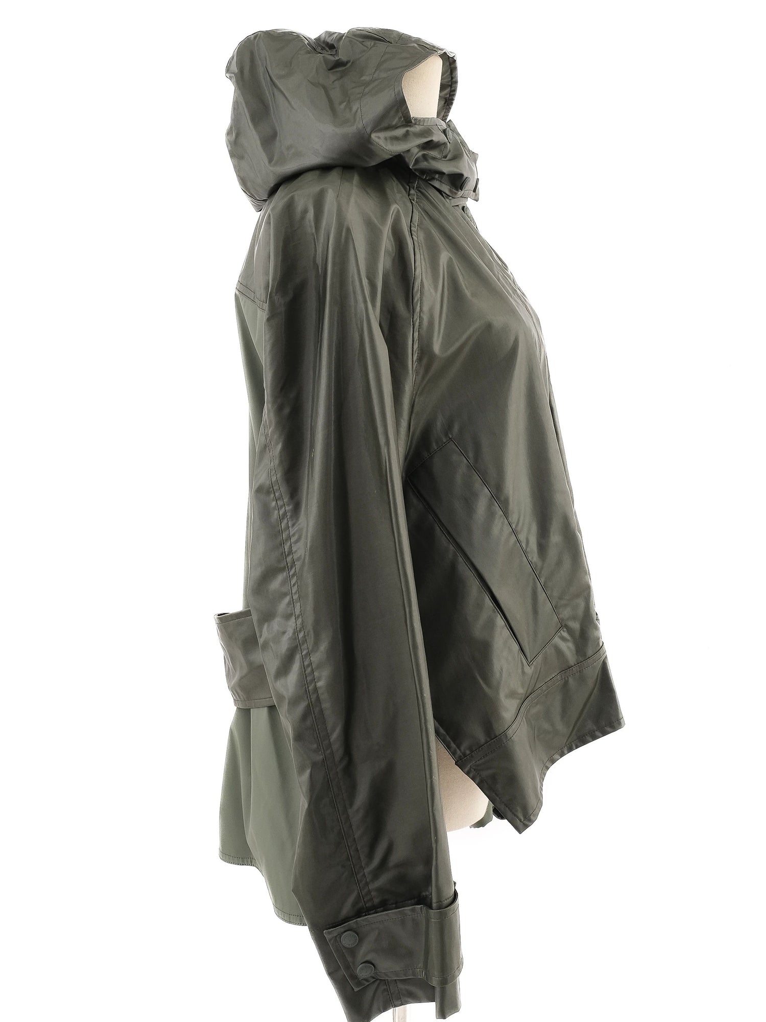 Excellent Sportmax Green Wool Hooded Jacket Size L with Pockets