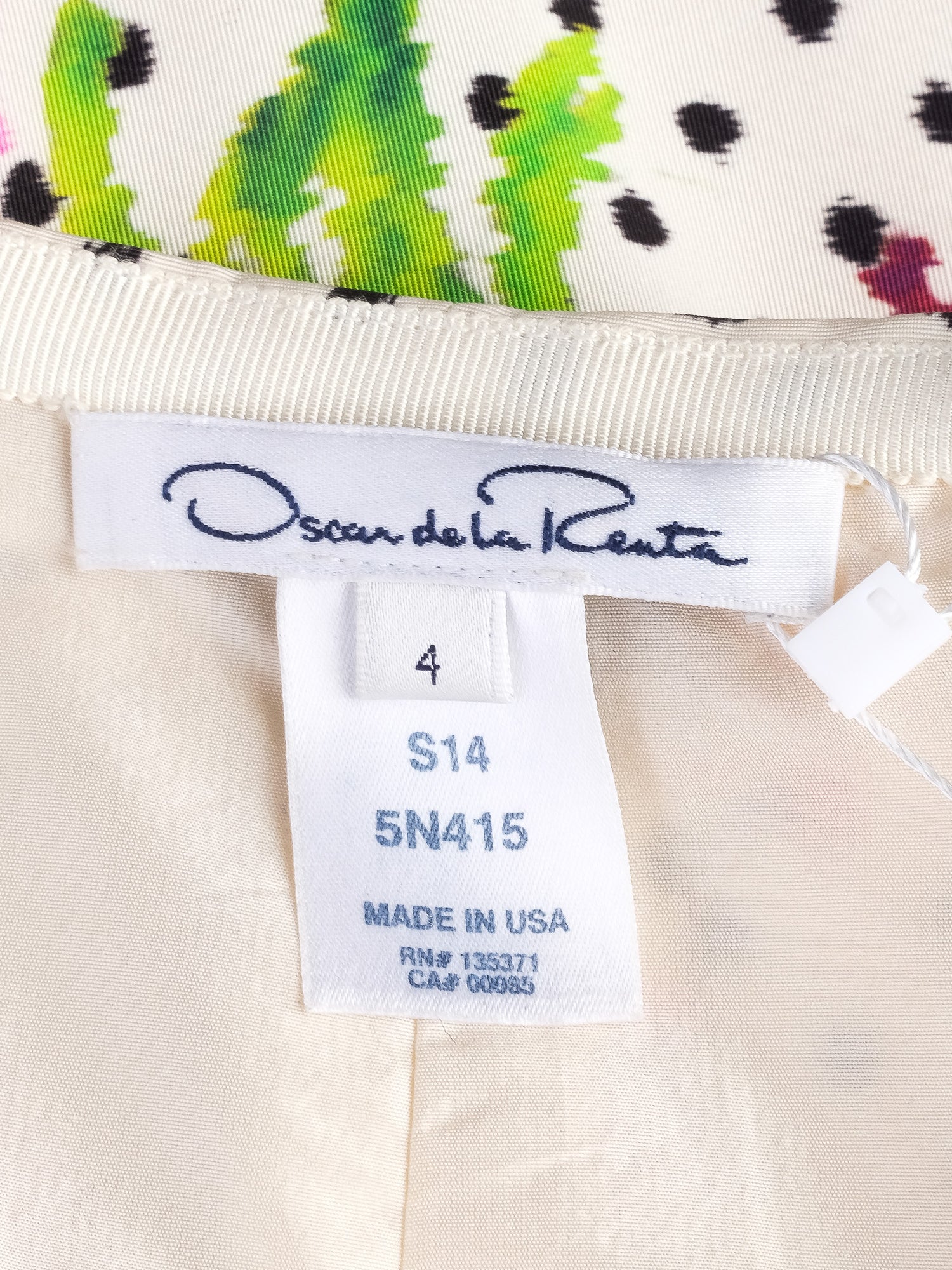 Excellent Oscar de la Renta Silk Floral Polka Dot Skirt Size S