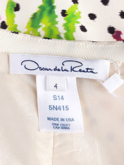 Excellent Oscar de la Renta Silk Floral Polka Dot Skirt Size S