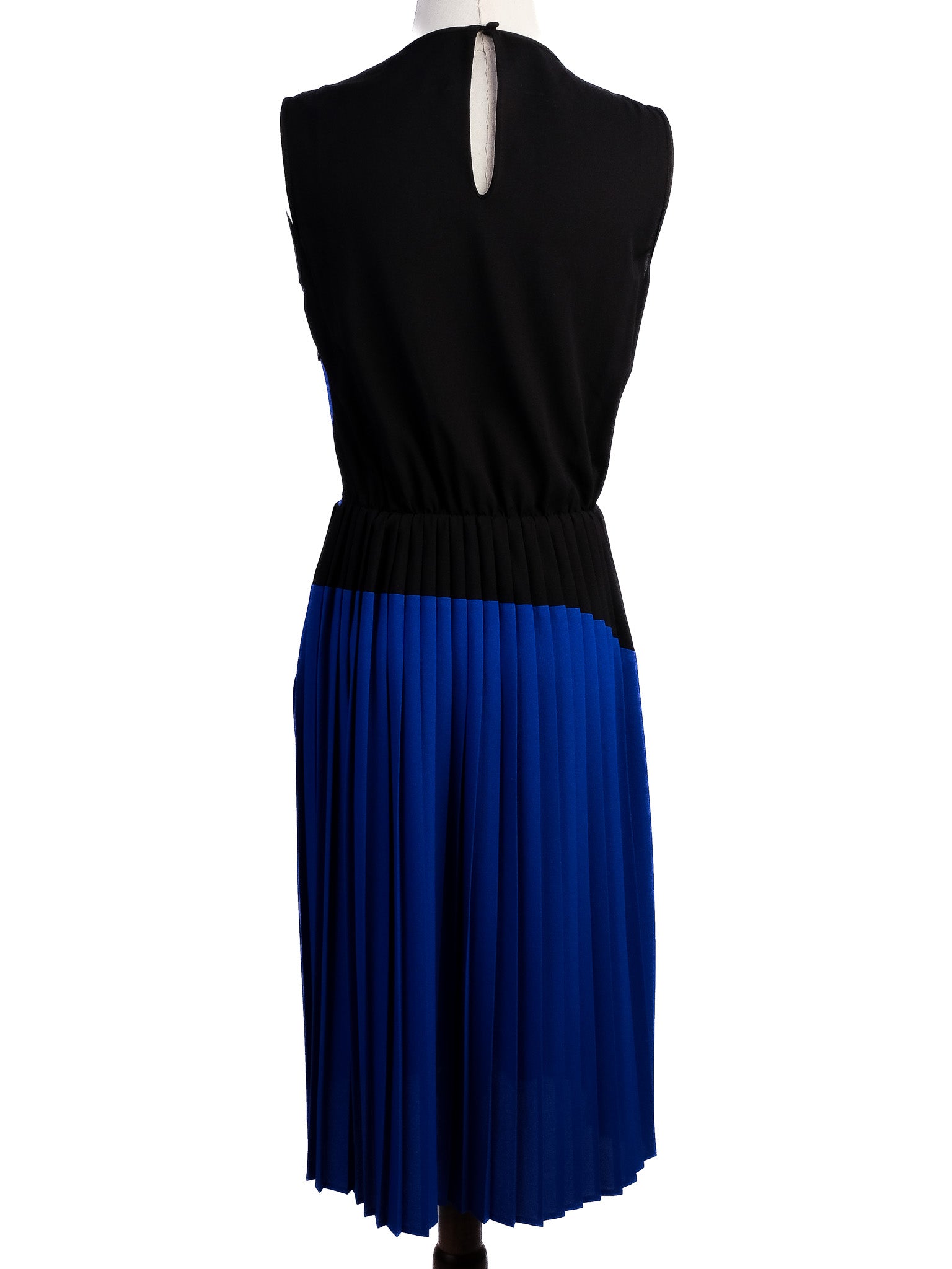Excellent Stefanel Blue and Black Pleated Silk Dress - Size N/A