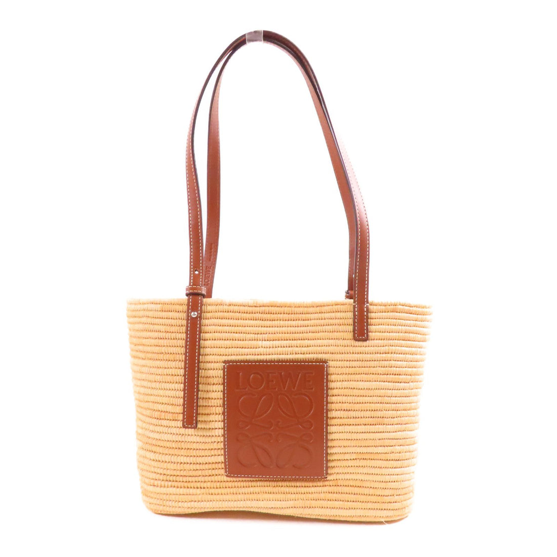Loewe Sake Yam Tote Gold Shoulder Back Bag Brown Other Raffia