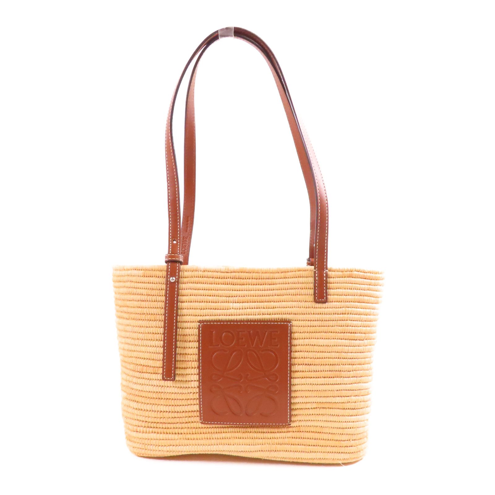 Loewe Sake Yam Tote Gold Shoulder Back Bag Brown Other Raffia