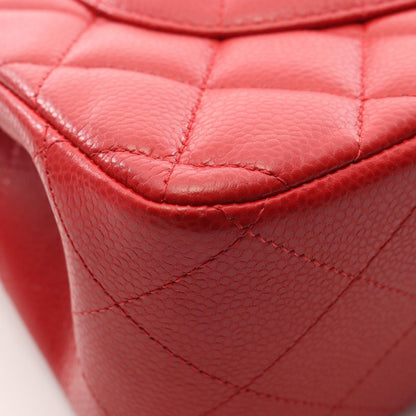 Chanel Red Deca Matelasse 30 Classic Large W Flap Shoulder Bag Calfskin (cowhide) A 58600