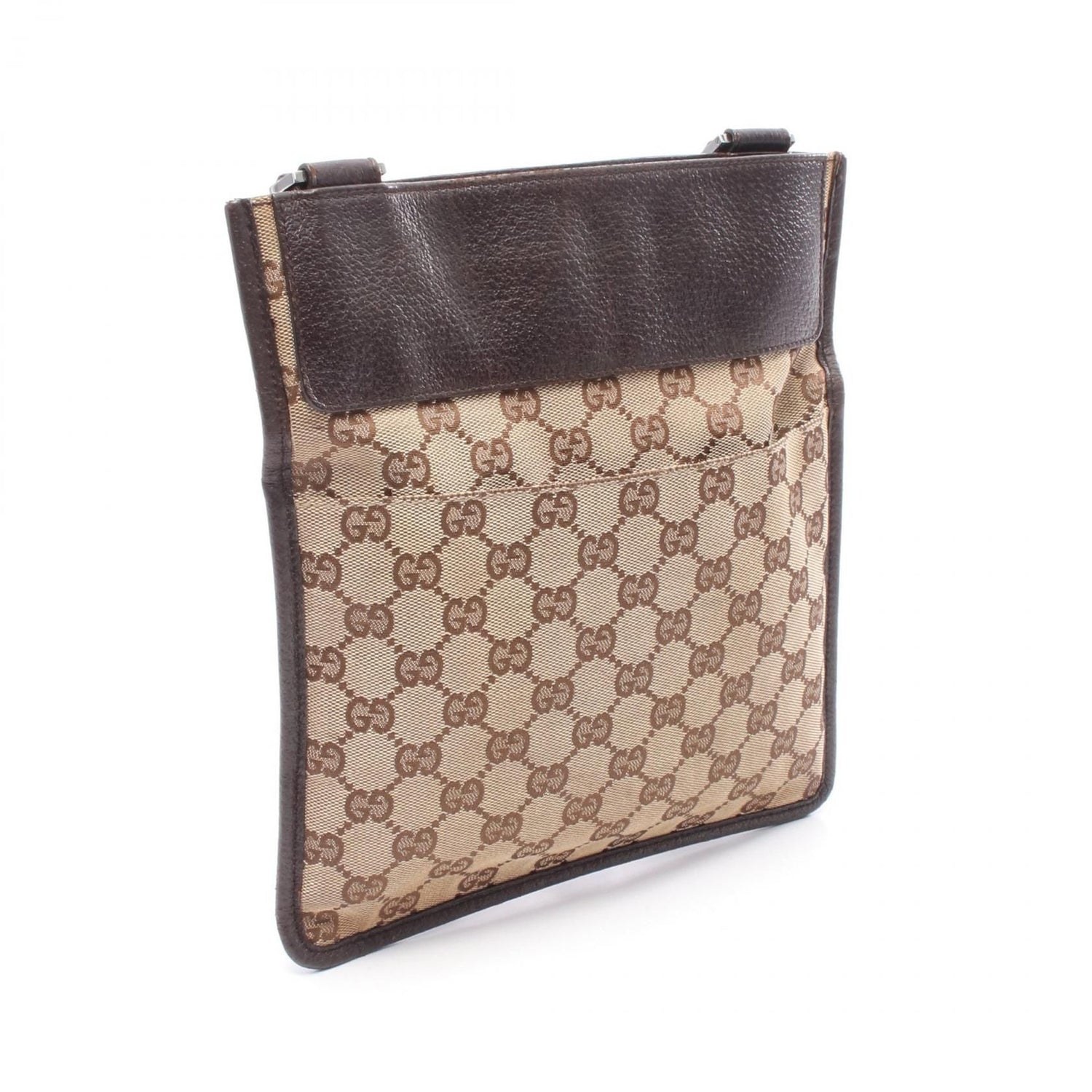 Gucci Gg Canvas Shoulder Bag Beige Brown Canvas 27639