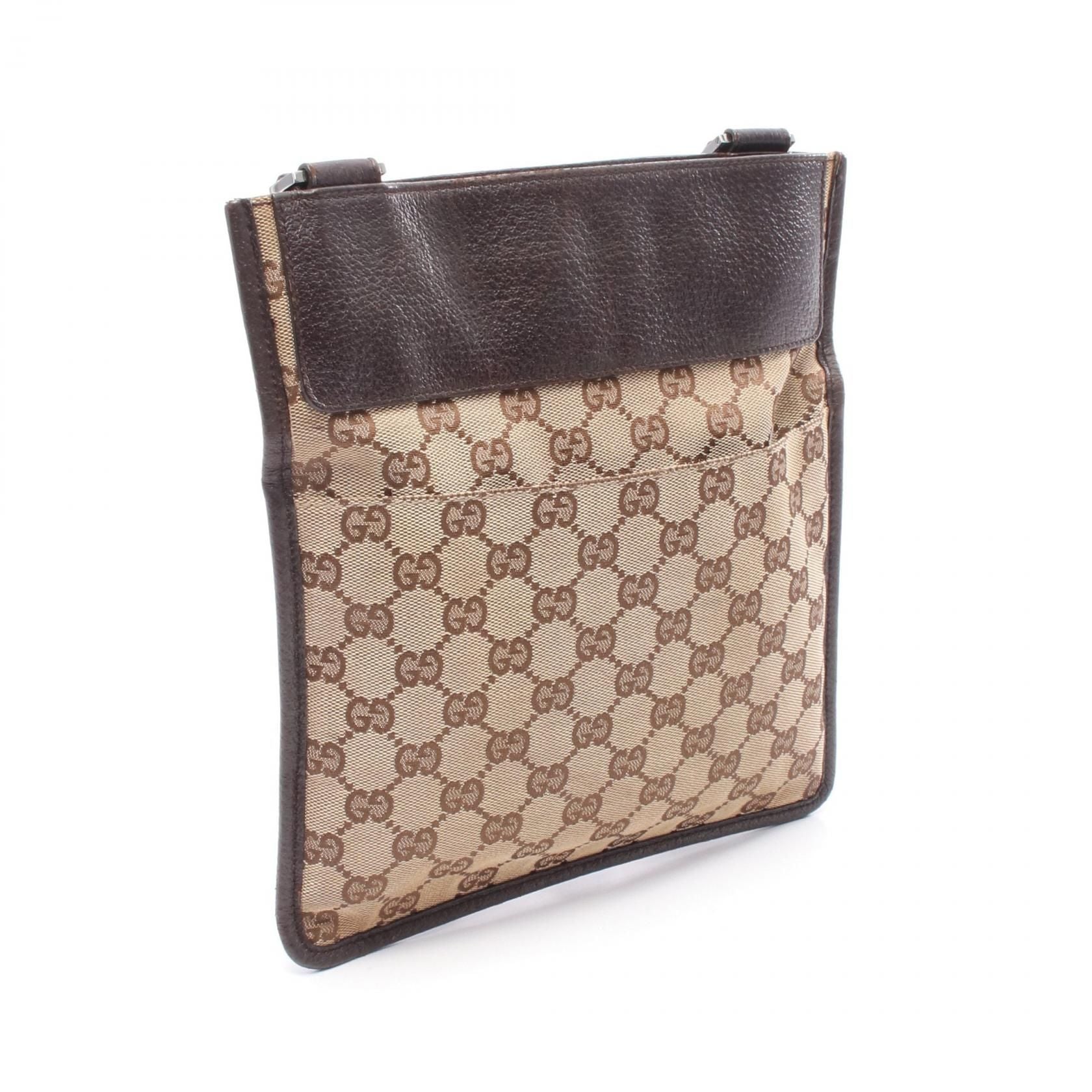 Gucci Gg Canvas Shoulder Bag Beige Brown Canvas 27639