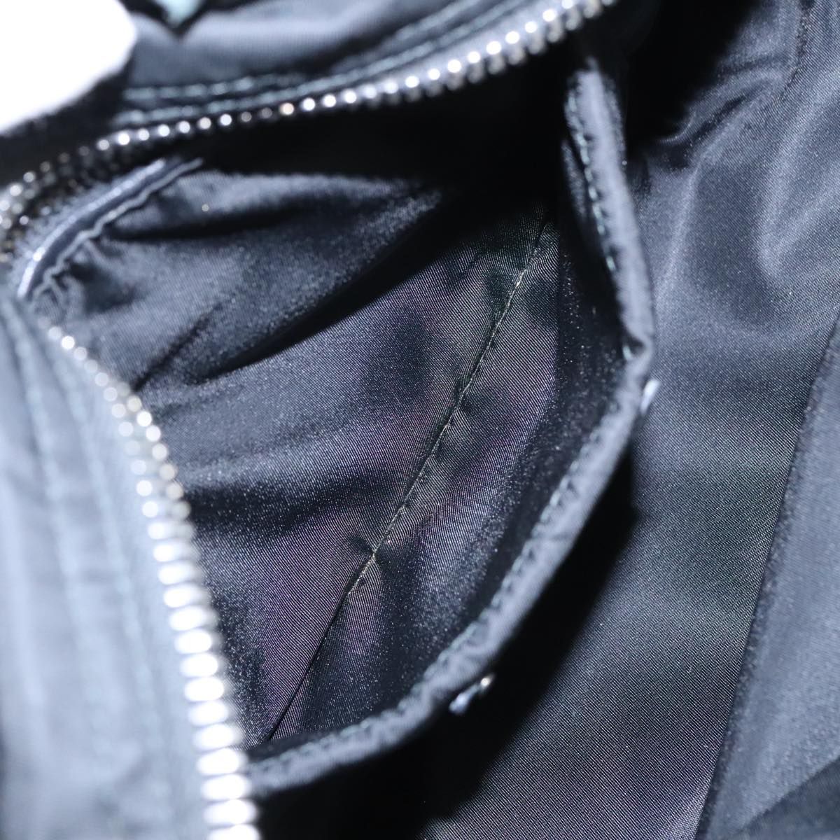 Prada Hand Bag Nylon Navy Silver Auth