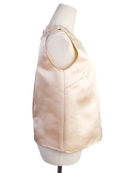 Excellent Dolce Gabbana White Silk Lace Top Skirt Set Women S