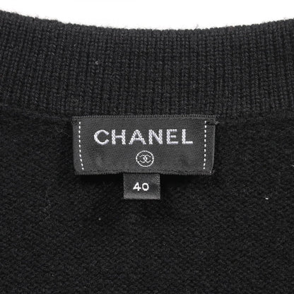 Chanel Black Beige Coco Mark Button Cardigan Cashmere P 72780