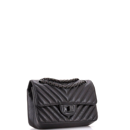 Chanel So Black Reissue 2.55 Flap Bag Chevron Aged Calfskin Mini