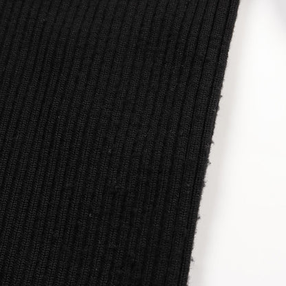 Chanel Black Coco Mark Clover Knit Rayon Wool P 64687k 60670