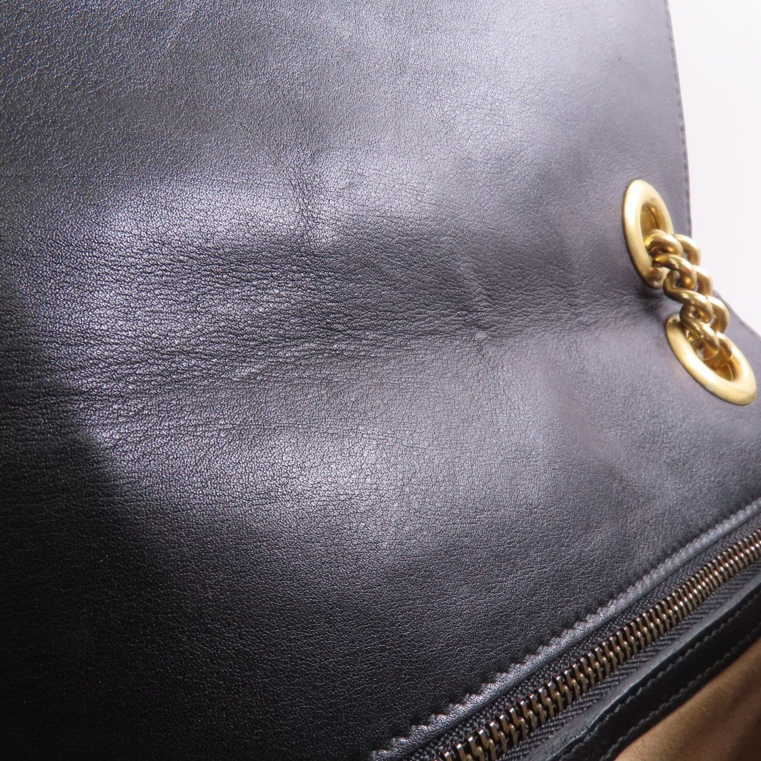 Gucci Cowhide Leather Gg Marmont Gold Cross Shoulder Bag Black Calfskin (cowhide) 443496