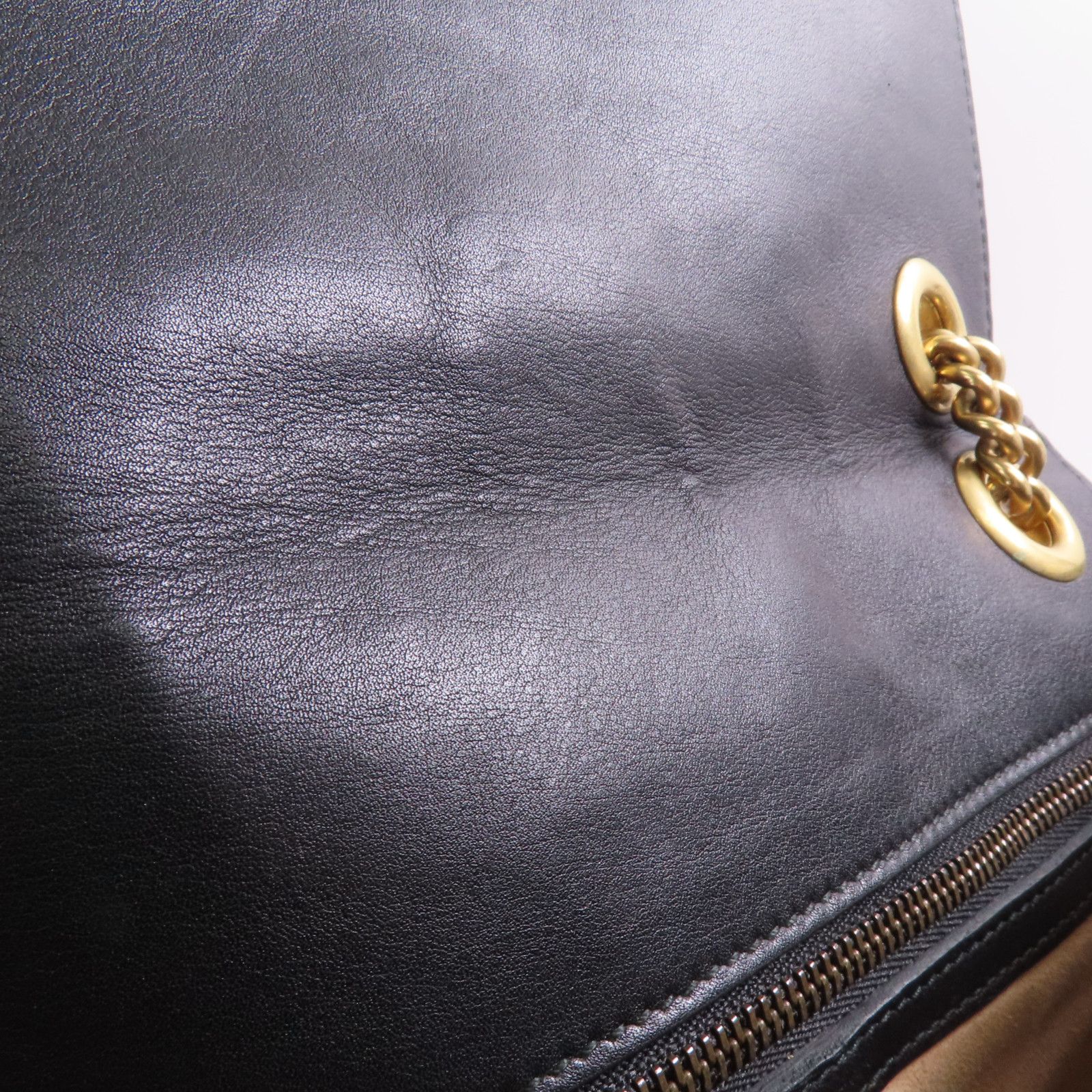 Gucci Cowhide Leather Gg Marmont Gold Cross Shoulder Bag Black Calfskin (cowhide) 443496