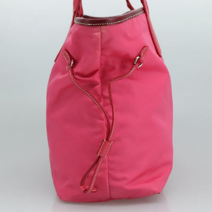 Prada Tote Bag Nylon Pink Silver Auth