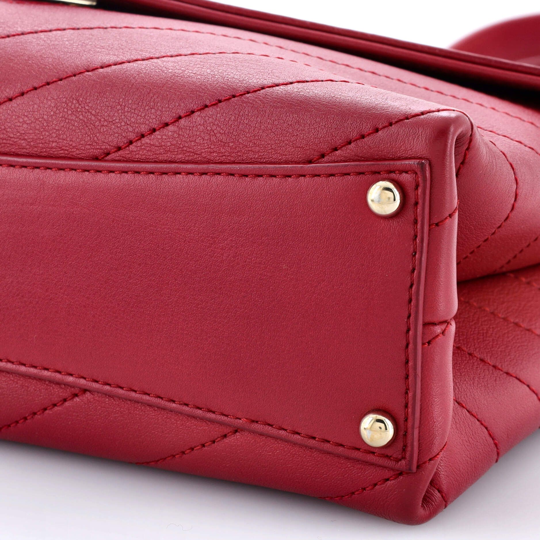 Chanel Coco Chevron Flap Bag Stitched Calfskin Small