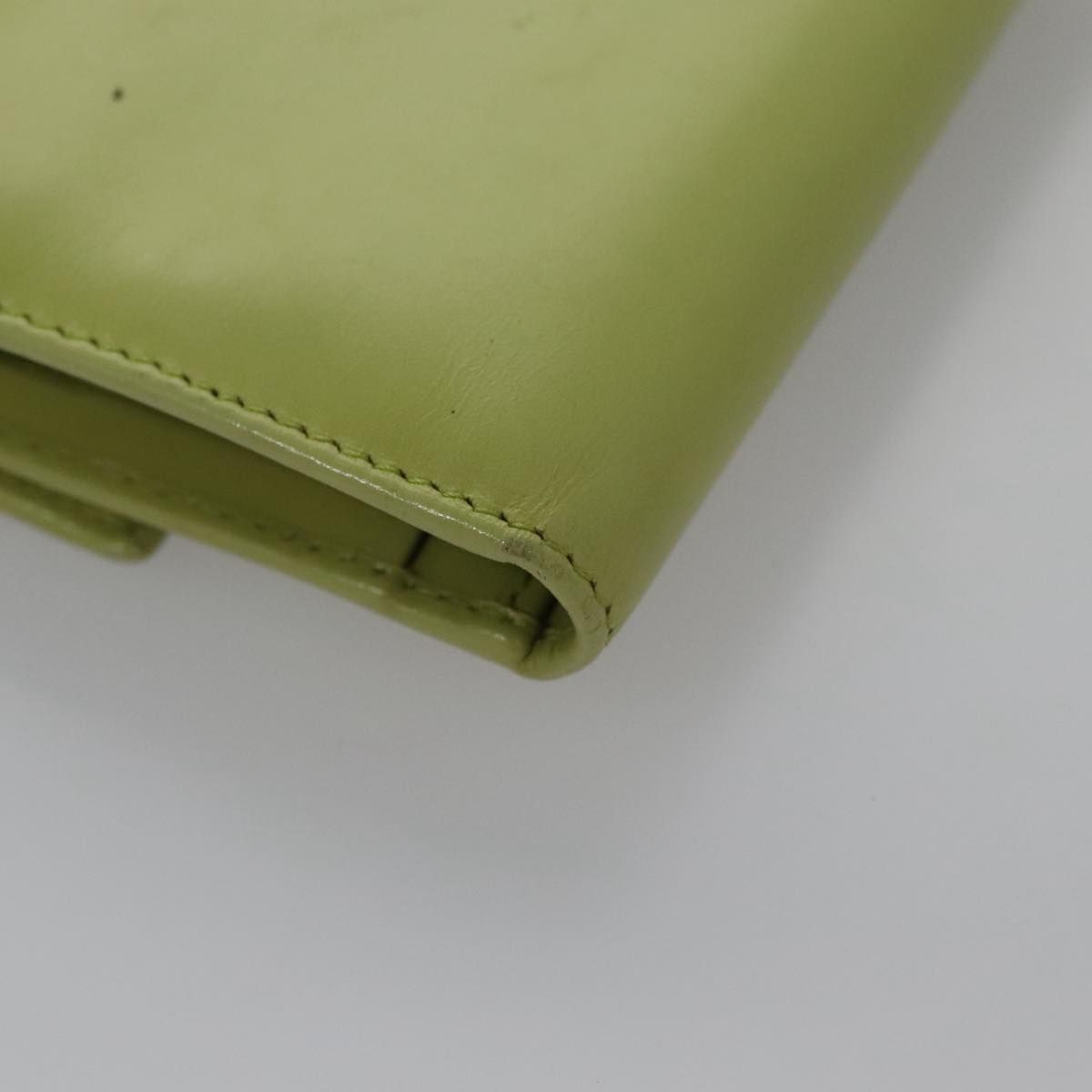 Prada Wallet Leather Green Gold Auth