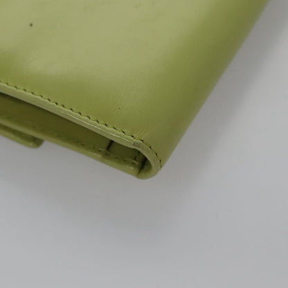 Prada Wallet Leather Green Gold Auth