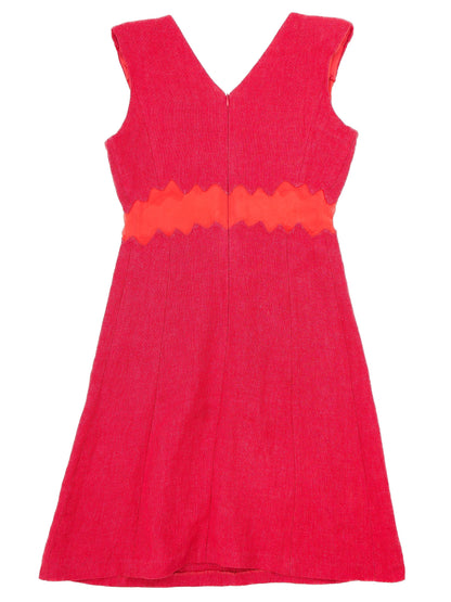 Excellent Sonia Rykiel Red Dress Size S with Wavy Orange Band