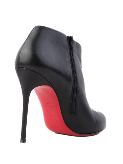 Christian Louboutin Black Leather Ankle Boots Size 35.5 with Red Soles