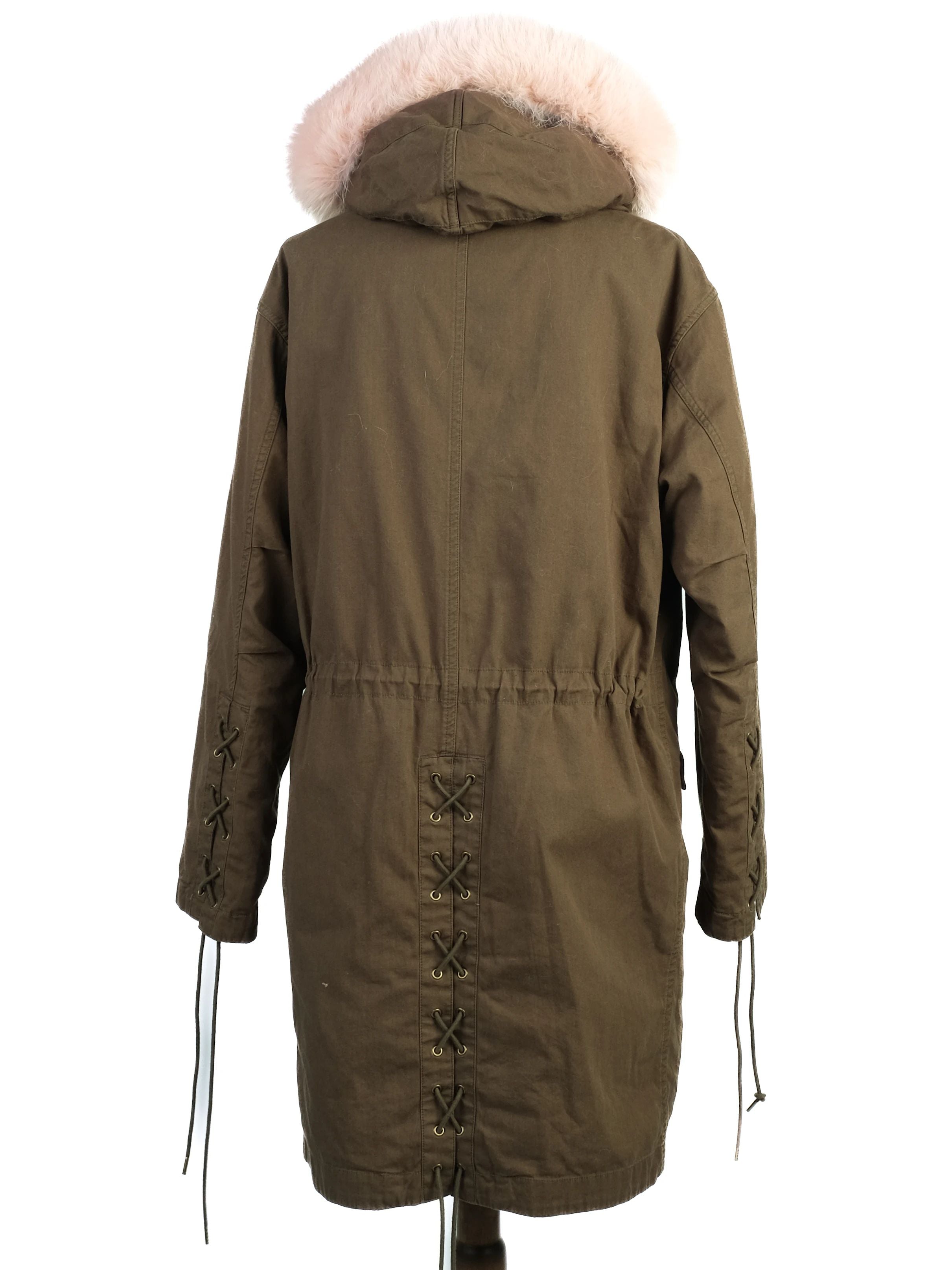 Excellent Yves Salamon Green Polyester WomenÕs Parka Coat Size XS