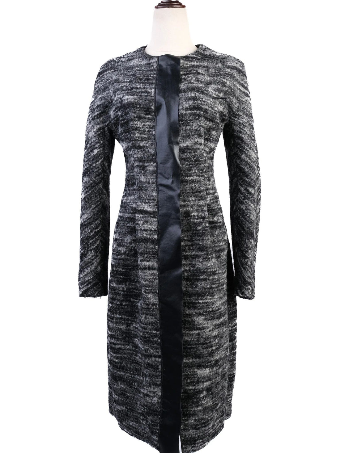 Excellent Sportmax Gray Wool Coat Size M with Textured Pattern