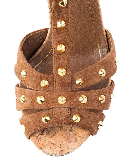Excellent Gucci Orange High-Heeled Sandals Size 36 with Cork Heel