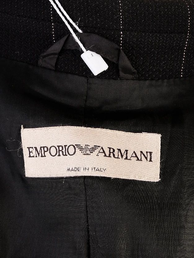 Excellent Emporio Armani Black Wool Pinstripe Blazer Women&