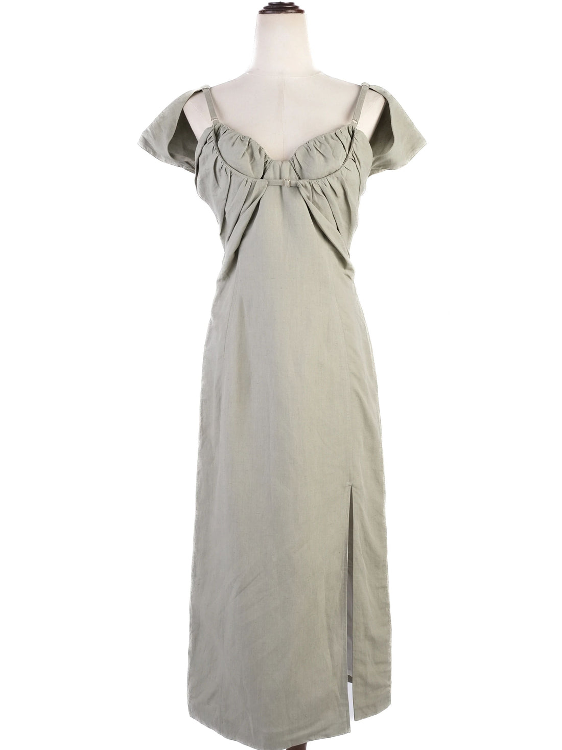 Excellent Jacquemus Green Off-Shoulder Dress Size M Viscose