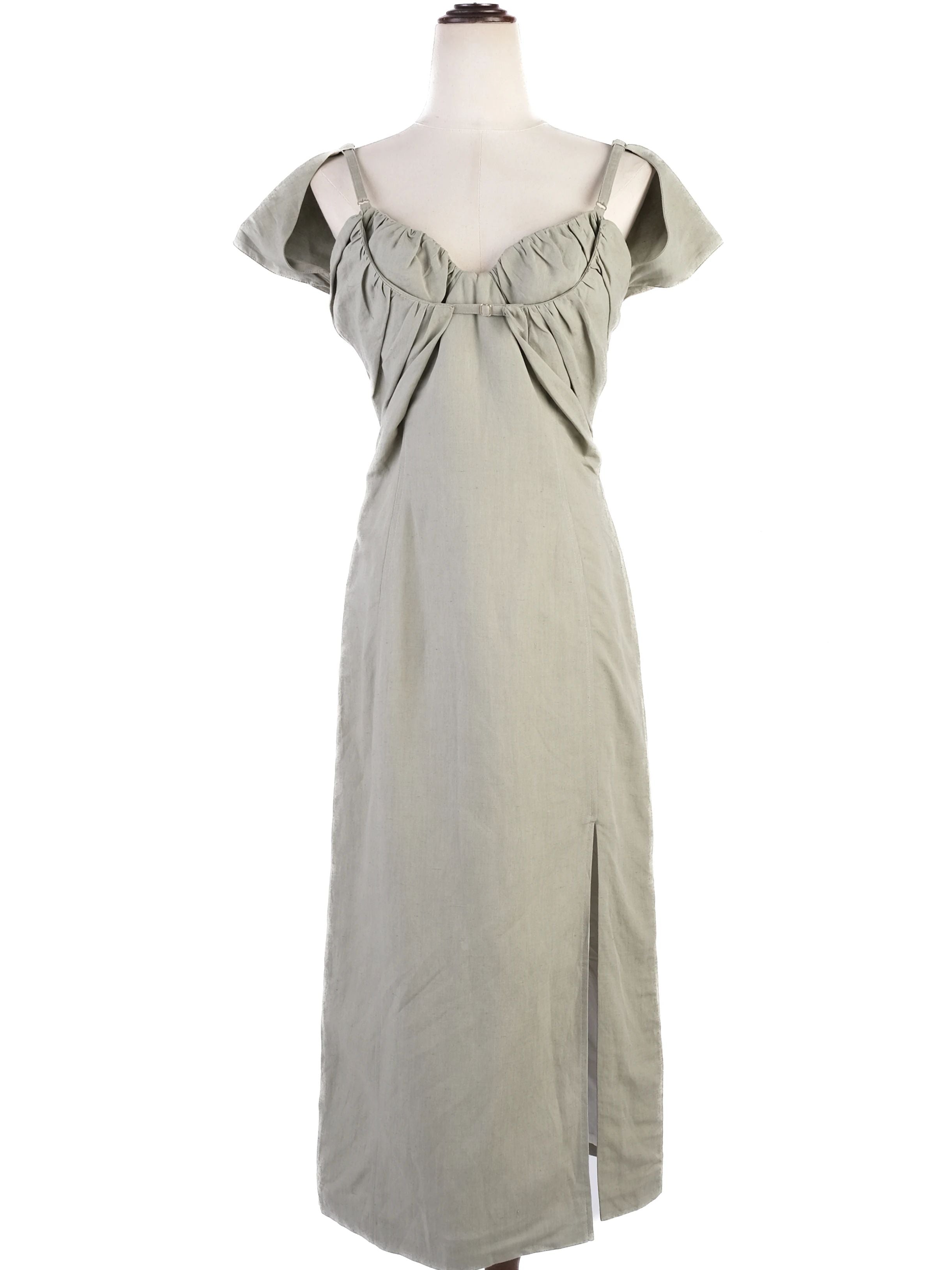 Excellent Jacquemus Green Off-Shoulder Dress Size M Viscose