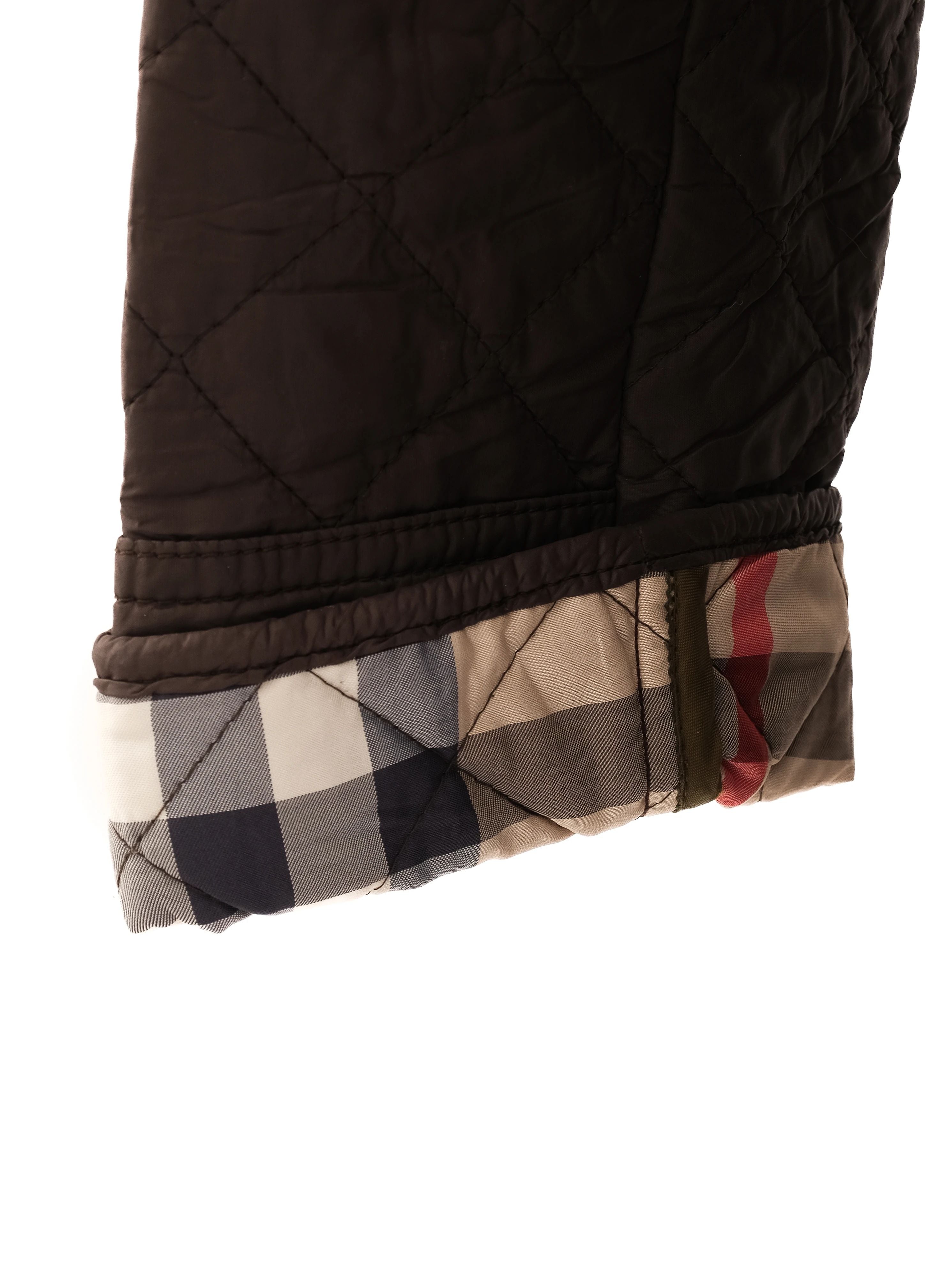Excellent Burberry Green Nylon Quilted Jacket Size M