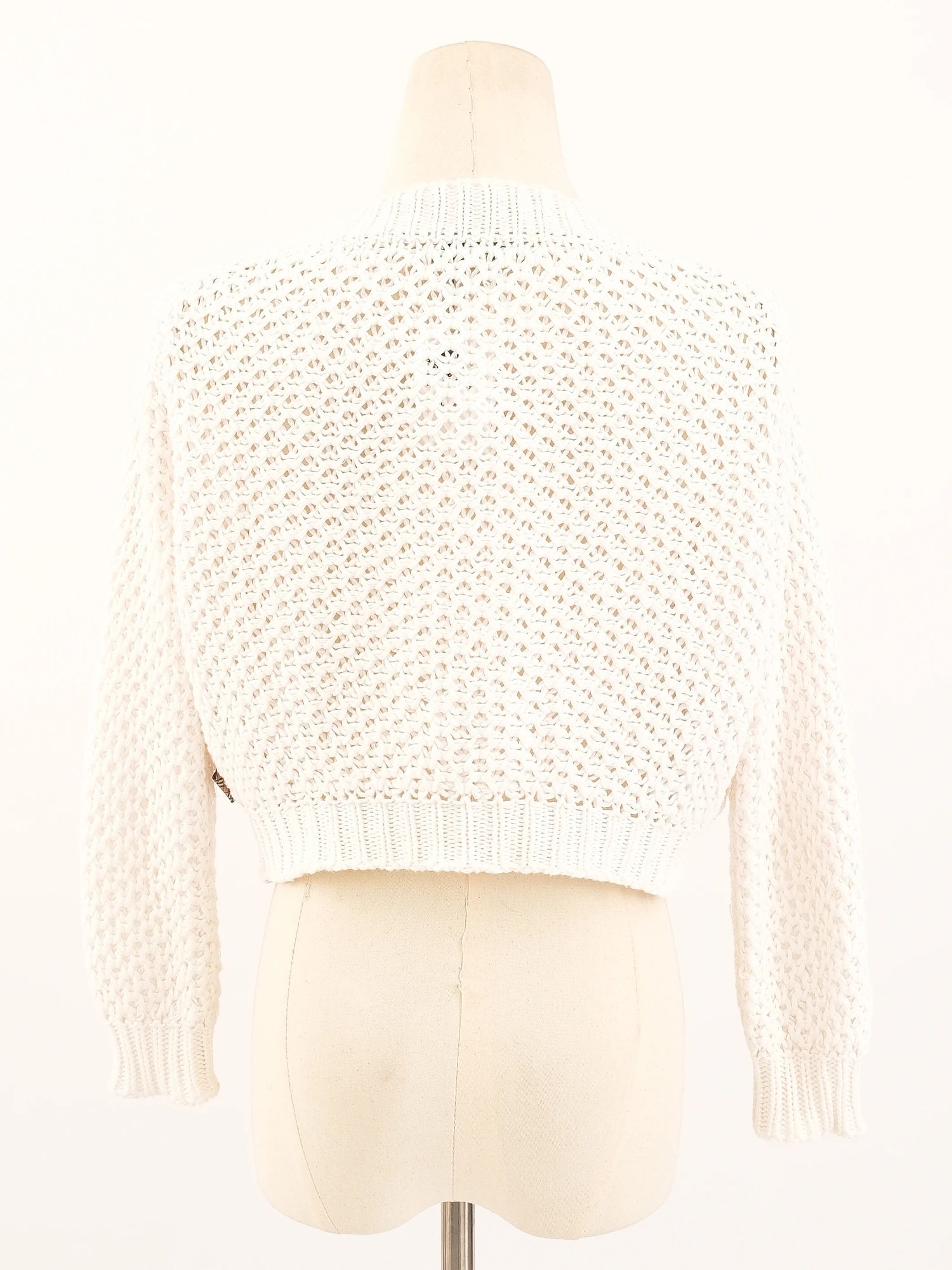 Excellent Burberry White Crochet Cardigan Size S Women&