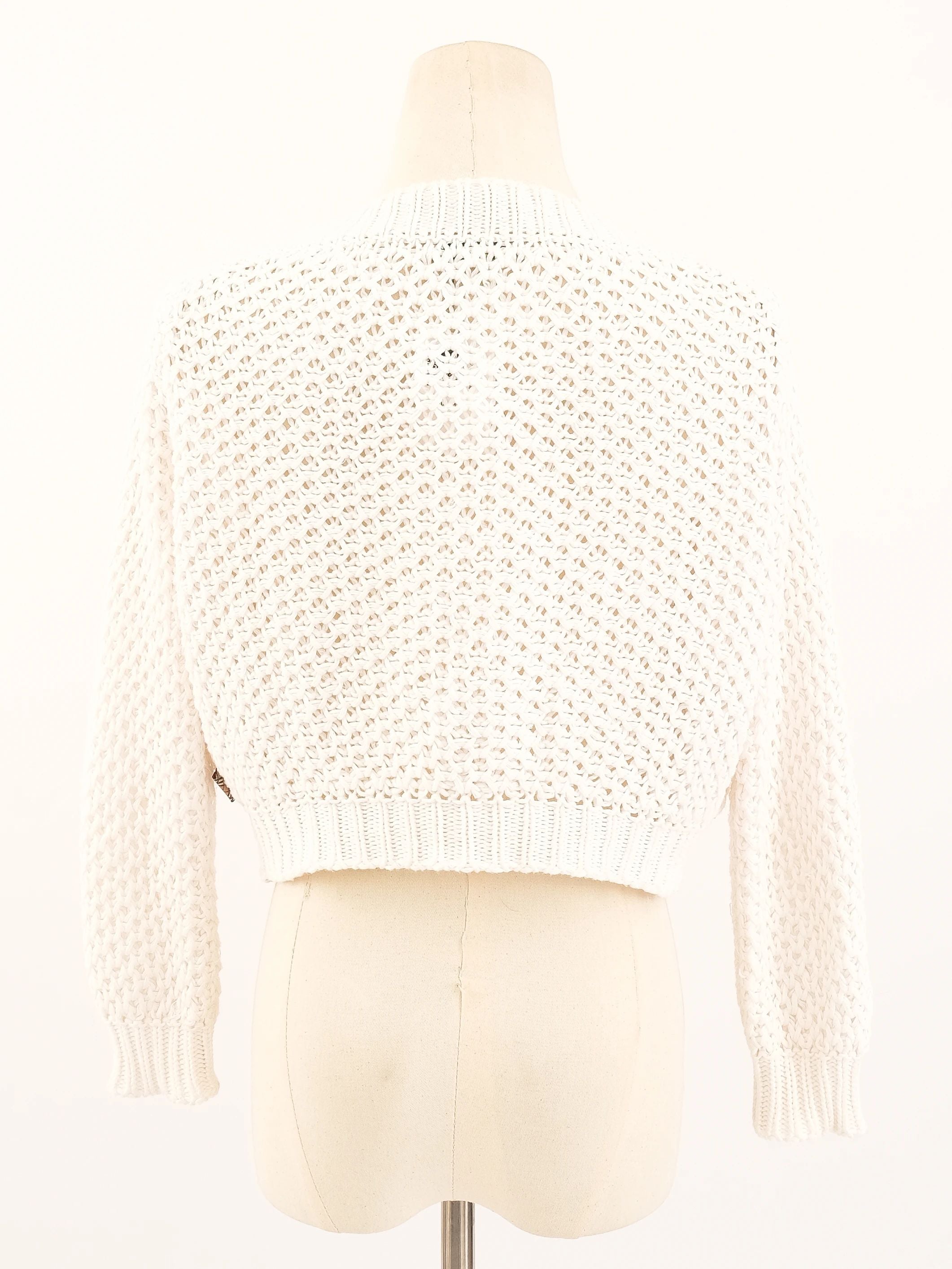 Excellent Burberry White Crochet Cardigan Size S Women&