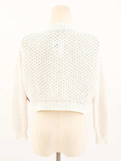 Excellent Burberry White Crochet Cardigan Size S Women&